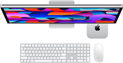 Mac mini под Studio Display, Magic Keyboard с Numeric Keypad, Magic Mouse