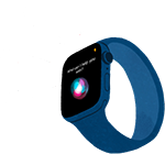 ウィリアムのApple Watchの横に線が描かれ、シリが話していることを示している。