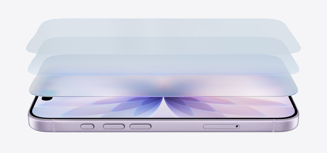 iPhone 17 i lavendel finish, liggande, design i flera lager med Ceramic Shield 2