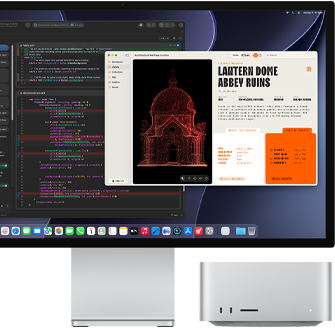 Studio&nbsp;Display&nbsp;XDR, η οθόνη εμφανίζει ένα έγγραφο υπό επεξεργασία στο Claude&nbsp;Agent στο XCode, Mac&nbsp;Studio, μπροστινή όψη