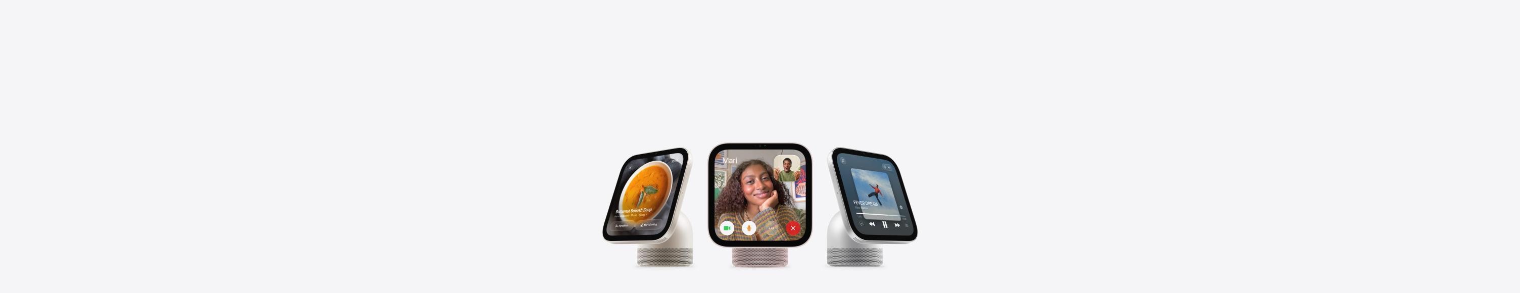 Multiple Apple HomeView devices, shown in an assortment of colors, highlighting a variety of colorful screens