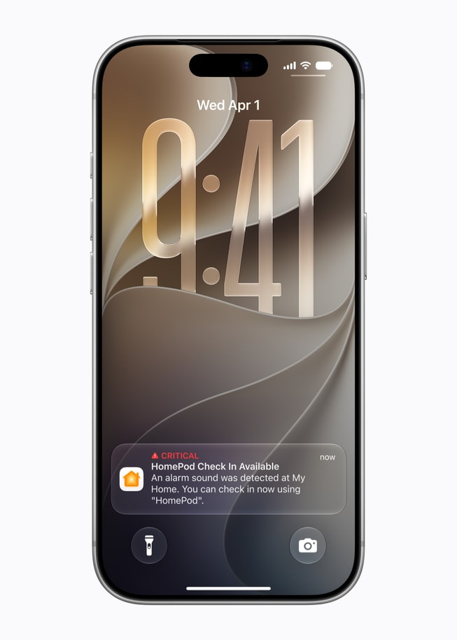 iPhone 18 Pro viser en notifikation om Lydgenkendelse.