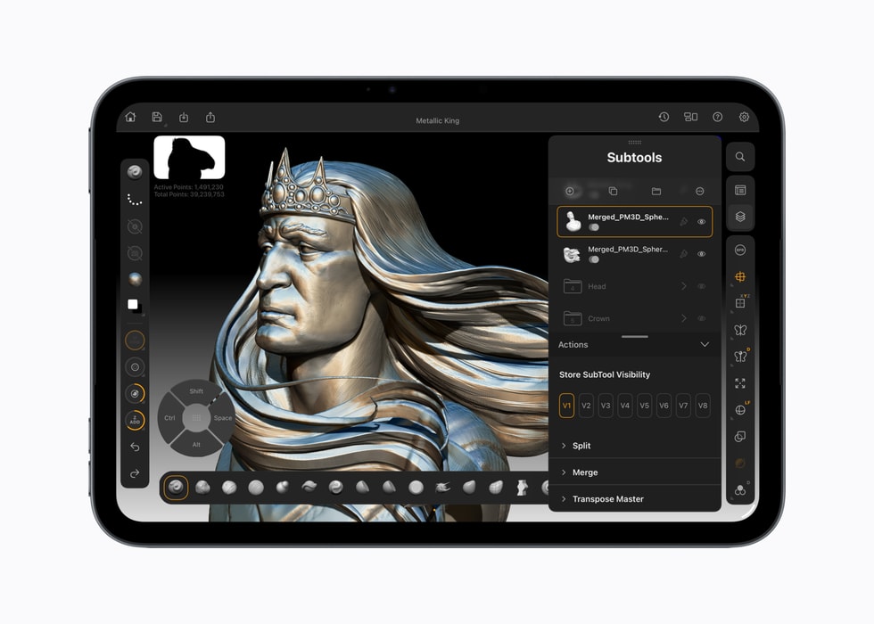 Ein iPad mini Display zeigt Grafiktools.