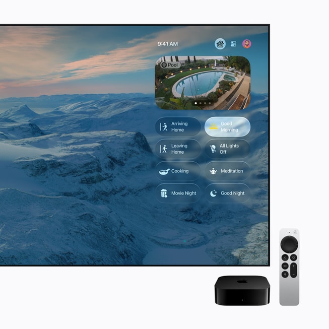 Un Apple TV 4K muestra los controles de smart home de un usuario.