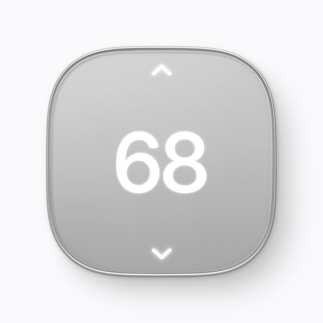 Schneider Electric’s Smart Thermostat shows a room temperature at 68 degrees Fahrenheit.