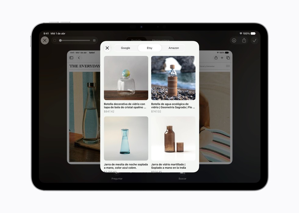 Se muestran las capacidades de Inteligencia Visual en un iPad.