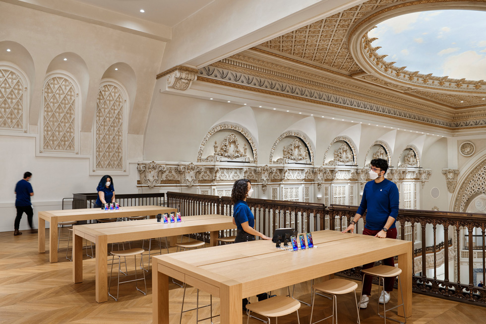 The Genius Bar on the balcony of Apple Tower Theatre.