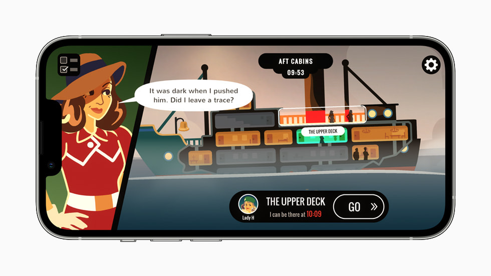 Overboard! เปิดอยู่บน iPhone 13 Pro สีเงิน
