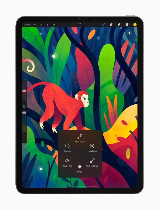 Procreate ที่เปิดอยู่บน iPad Pro สีเงิน