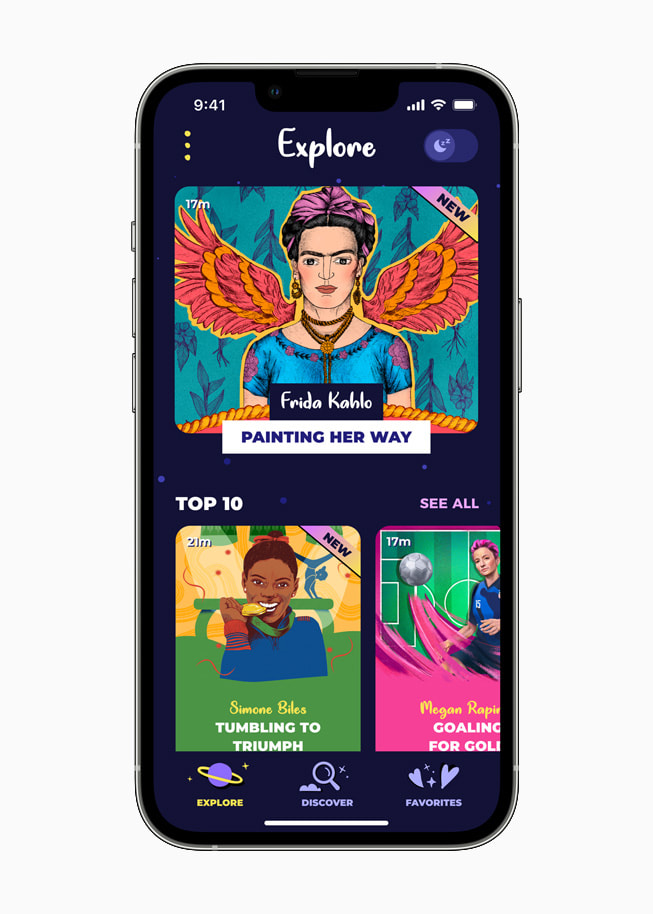 Rebel Girls เปิดอยู่บน iPhone 13 Pro สีเงิน