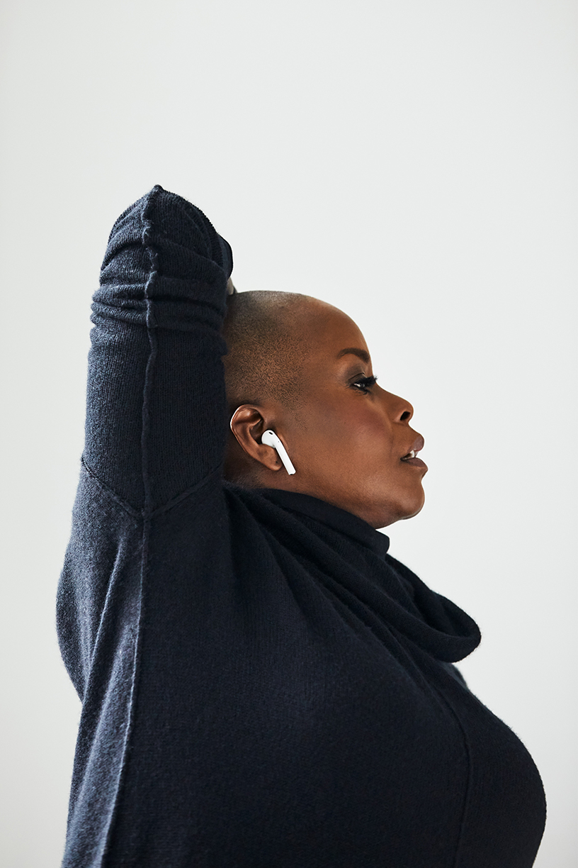 Hope Boykin wearing her AirPods.
