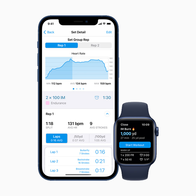 Die MySwimPro App auf einem iPhone 12 und einer Apple Watch Series 6.