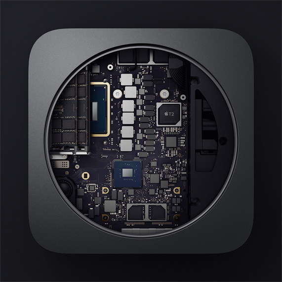 Imagen de los componentes del nuevo Mac mini. 