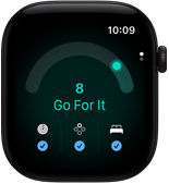 Apple Watch Series 12, carcasă din aluminiu, culoare Negru, scor de pregătire de 8, partea exterioară dreaptă, Digital Crown
