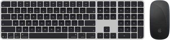 Pohľad zhora na klávesnicu Magic Keyboard s Touch ID a myš Magic Mouse