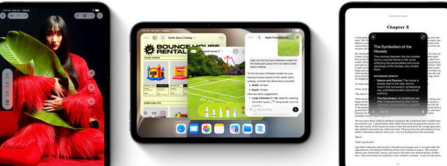 Ekranlarında birden fazla uygulama gösterilen iPad mini aygıtlarının önden görünümü