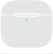AirPods 5 uzlādes kārbiņas ilustrācija, kurā attēlots, ka priekšpuses platums ir 50,1 mm.