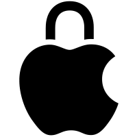 Ícone de privacidade, logotipo da Apple com um cadeado integrado na cor preta