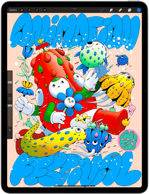 Procreate app shown on an iPad Air