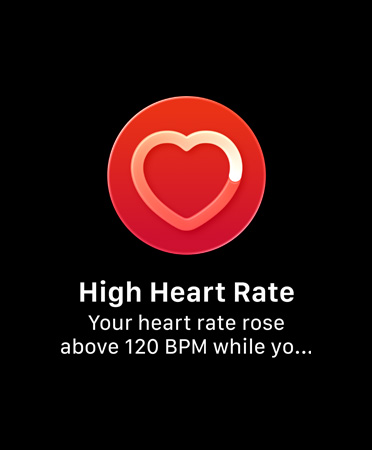 Heart rate notification, red circle, centred heart icon