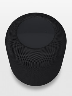 iPhoneのスクリーン上にARで表示されたミッドナイトのHomePod