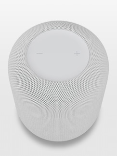 iPhoneのスクリーン上にARで表示されたホワイトのHomePod