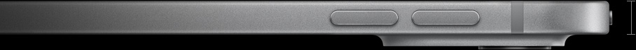 iPad Pro 13-inch model, side exterior, silver, 5.1-millimetre thin profile, volume buttons and pro camera system on right
