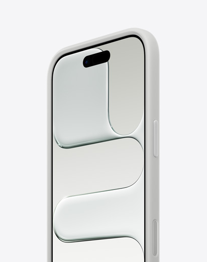 iPhone Air vist forfra og fra siden med tynd profil og lysegrå beskyttelsesramme