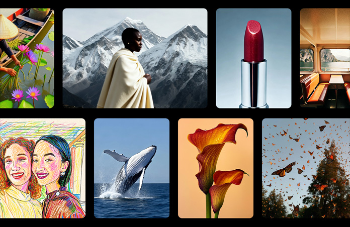 Galleri med billeder i forskellige stilarter, som er lavet med Image Playground