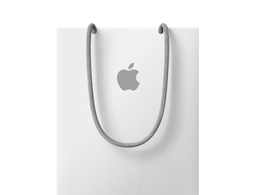 Hvid shoppingpose med Apple-logo øverst