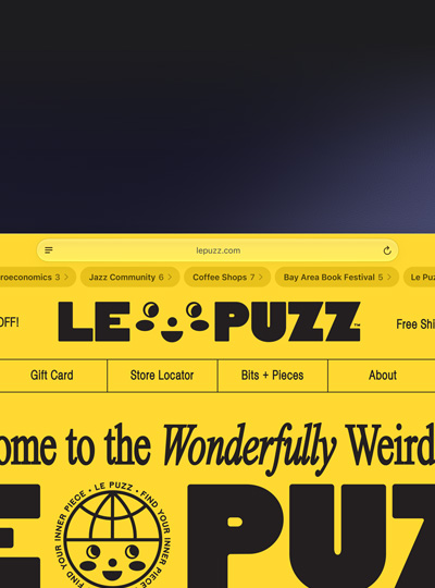 Grupos de pestañas de Safari en la pantalla de un Mac, con pestañas sobre una comunidad de jazz, cafeterías y una feria de libros cercana