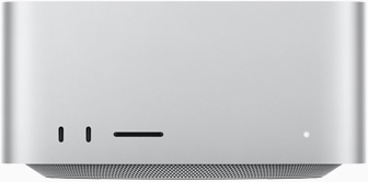 Vista frontal de un Mac Studio.