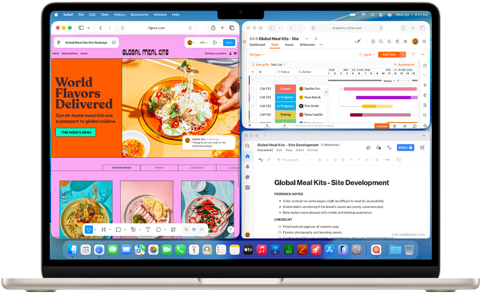 여러 앱을 열어 둔 MacBook Air