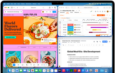 여러 앱을 열어 둔 MacBook Air