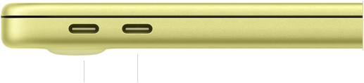 13-tolline suletud MacBook Neo A18 Pro kiibiga, vasak külg, näha on USB 3 (USB‑C) ja USB 2 (USB‑C) liidesed