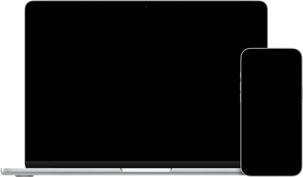 Egy iPhone 16 Pluson a Kamera app van megnyitva, amelyben egy agyagedényről készült kép látható, egy 13 hüvelykes MacBook Airen a Mail app van megnyitva, benne egy vázlat az iPhone-on készített képpel