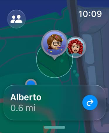 Pantalla que muestra la localización de una persona en la app Buscar.