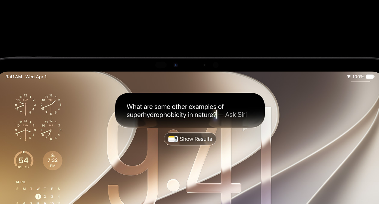 초소수성에 대한 질문과 결과 보기 옵션이 표시된 Siri AI 사용자 인터페이스
